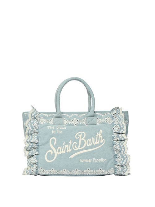 Borsa Vanity Volant in cotone Sangallo Denim chiaro Mc2 Saint Barth | VANI002902535L